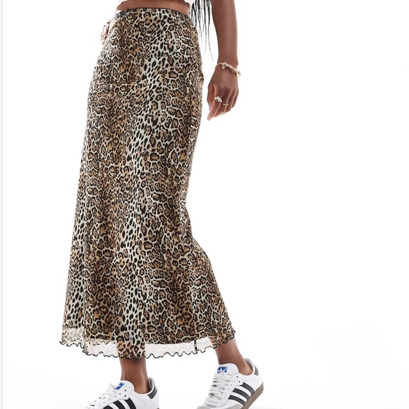 ASOS mesh midi skirt in leopard print - Picture 4 of 7